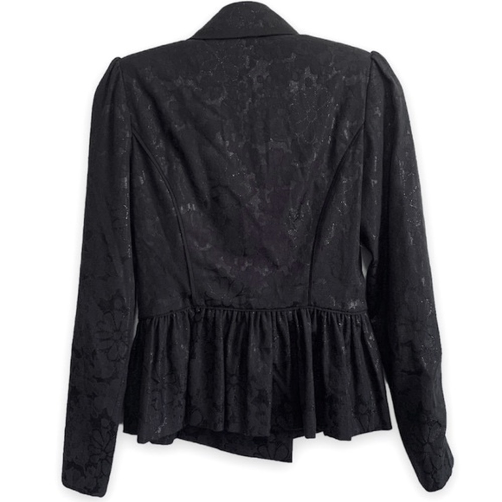 Betsey Johnson Black Sparkle Floral Print Double Breasted Jacket - Picture 2 of 5
